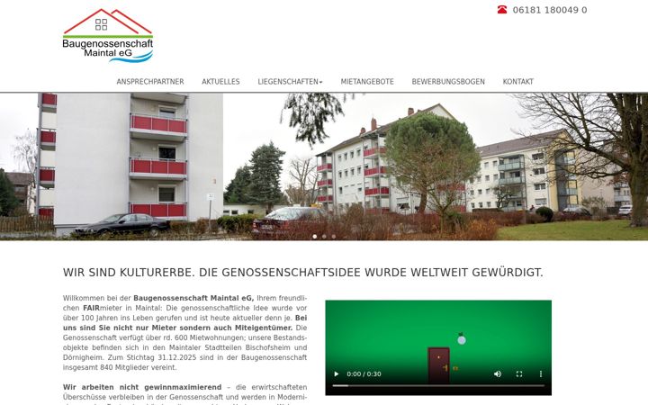 Screenshot of baugenossenschaft-maintal.de