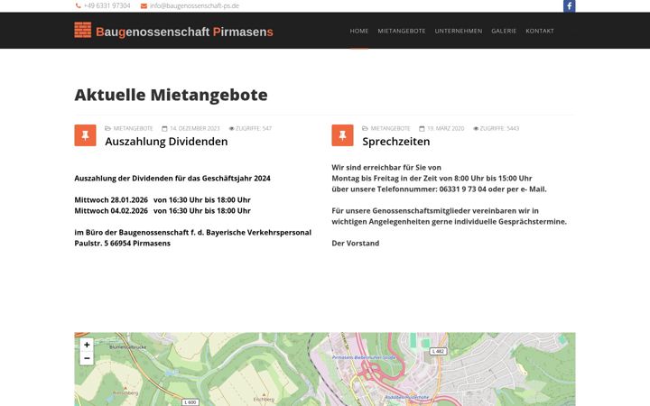 Screenshot of baugenossenschaft-ps.de