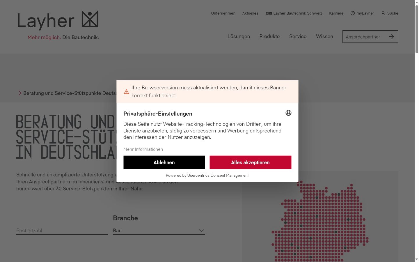 Screenshot of the consent banner shown before any interaction
