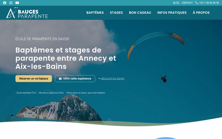 Screenshot of bauges-parapente.com