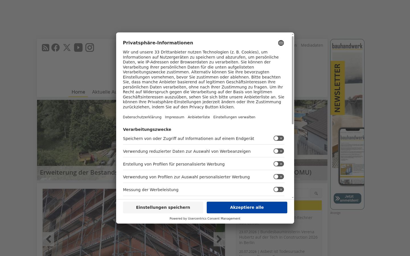 Screenshot of the consent banner shown before any interaction