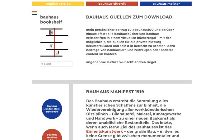 Екранна снимка на bauhaus-bookshelf.org