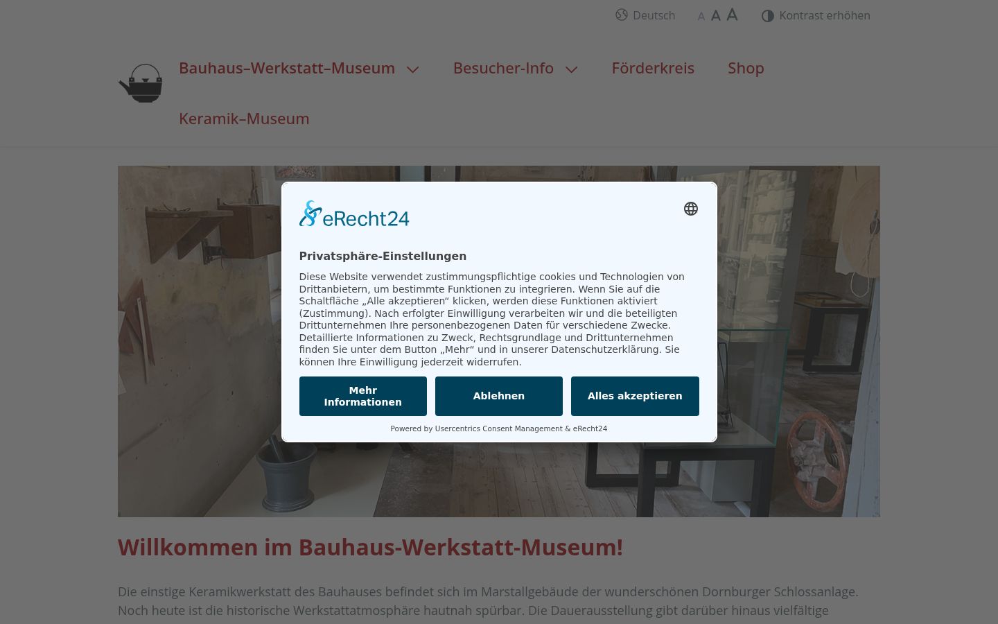 Screenshot of the consent banner shown before any interaction