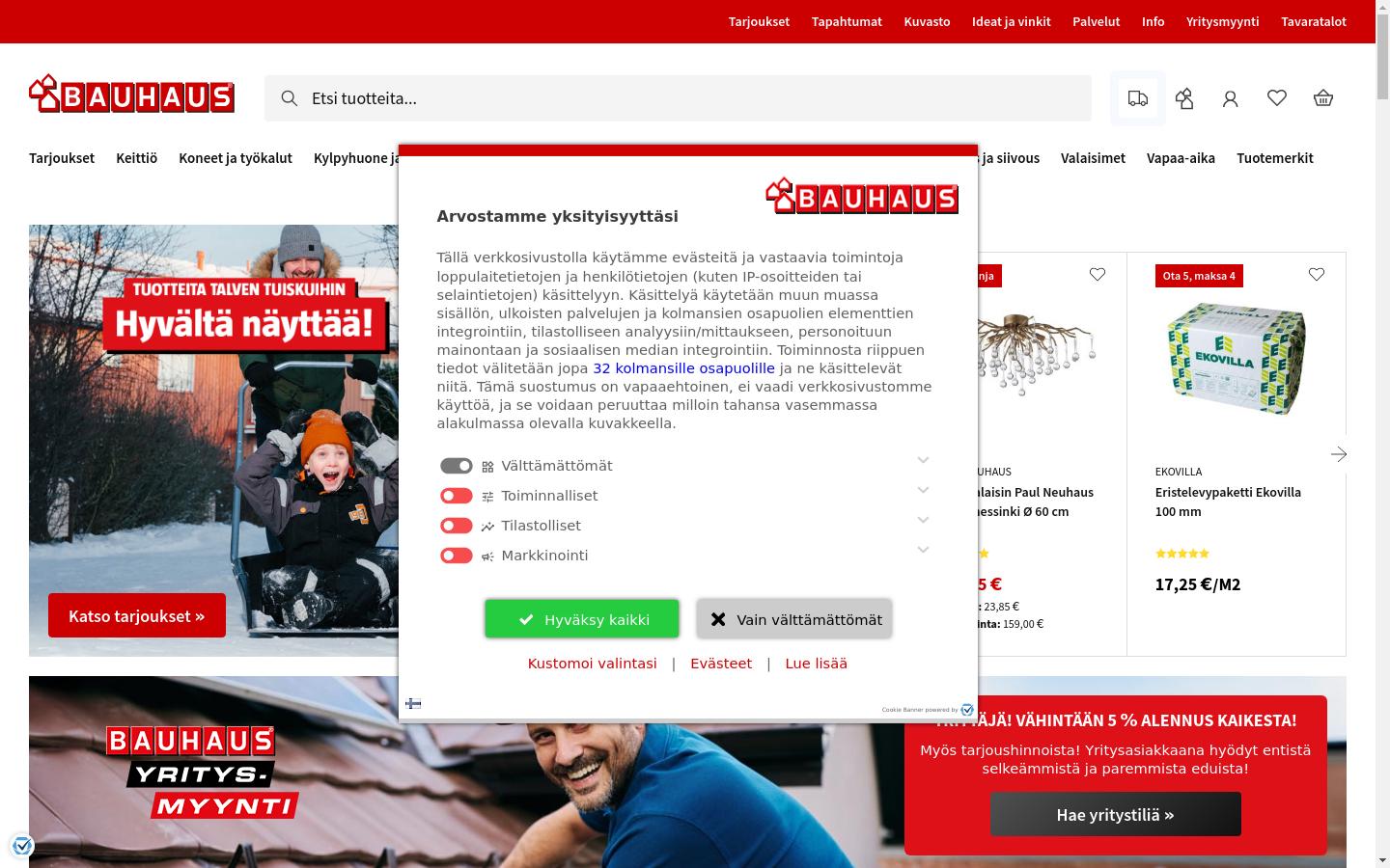 Screenshot of bauhaus.fi