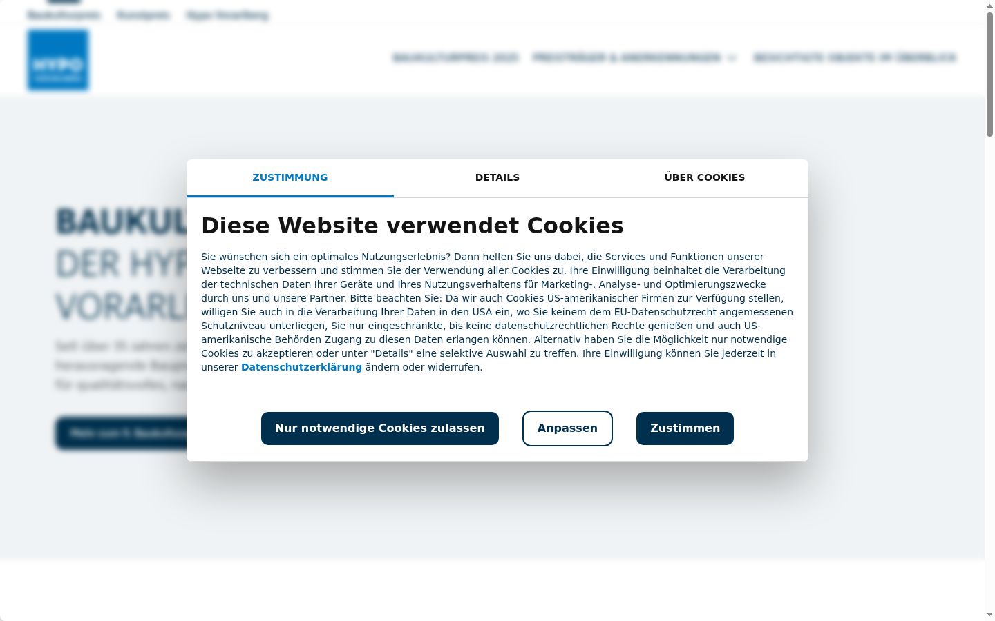 Screenshot of the consent banner shown before any interaction