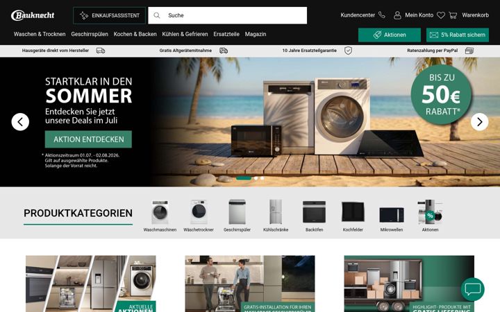 Screenshot of bauknecht.de