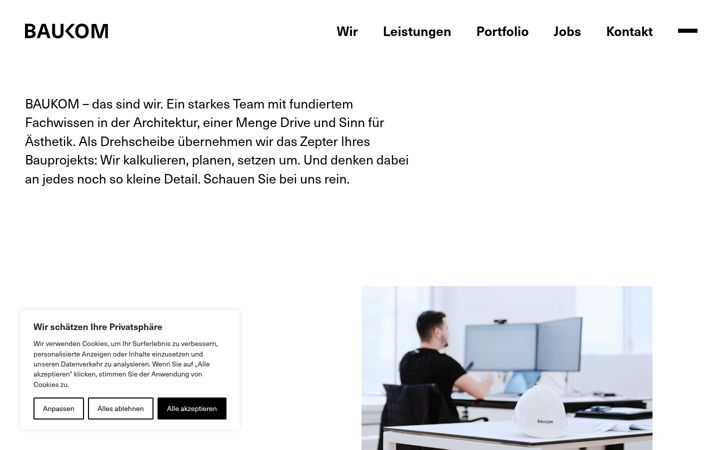 Screenshot of baukom.ch