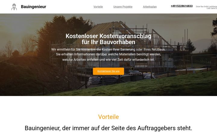 Screenshot of baukosten.tech