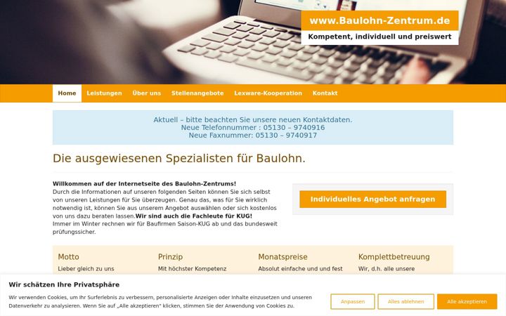 Snímek obrazovky baulohn-zentrum.de