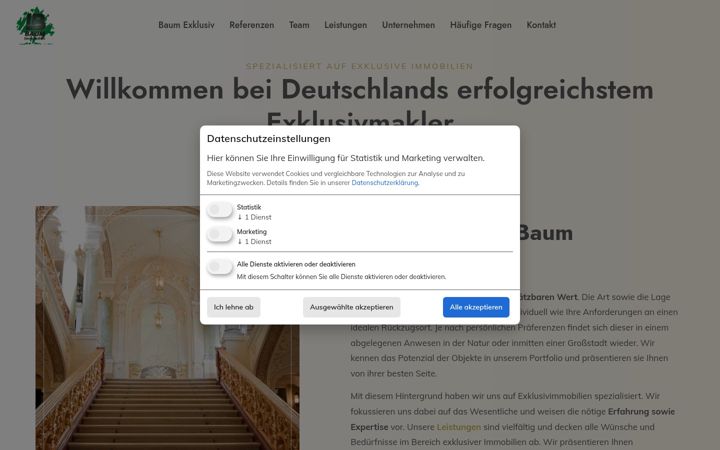 Snímek obrazovky baum-exklusiv.de