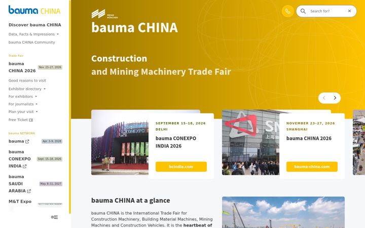 Screenshot of bauma-china.com