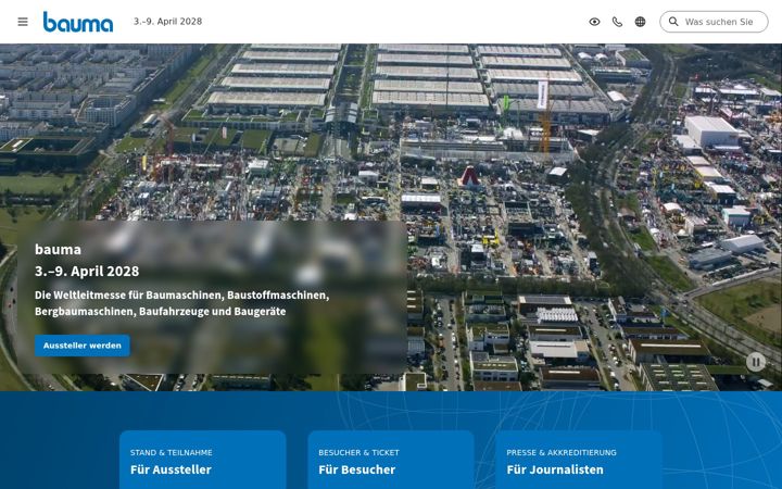 Screenshot of bauma.de