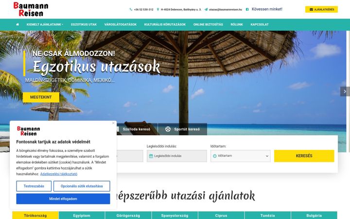 Screenshot of baumannreisenhungary.hu