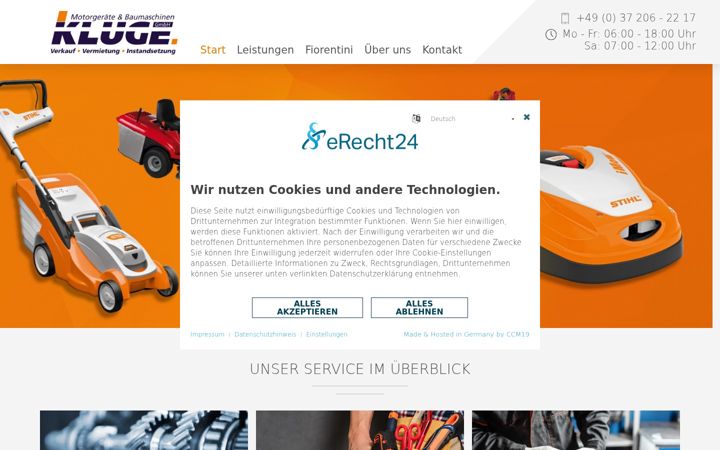 Screenshot of baumaschinen-kluge.de