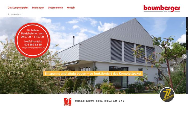 Screenshot of baumberger-holzbau.ch