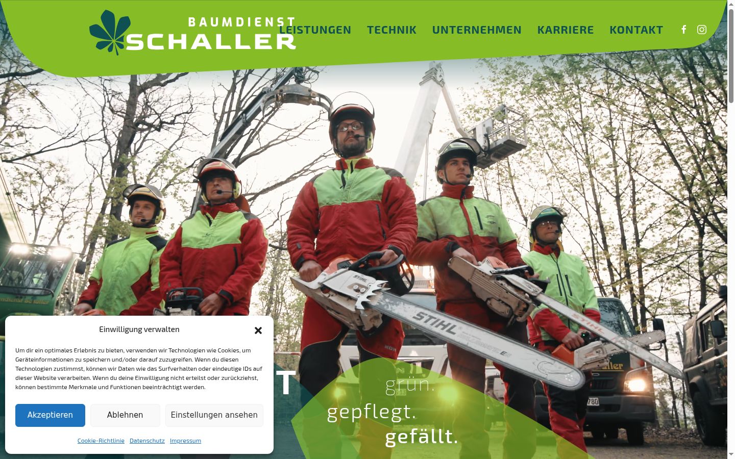 Screenshot des Einwilligungsbanners vor jeglicher Interaktion