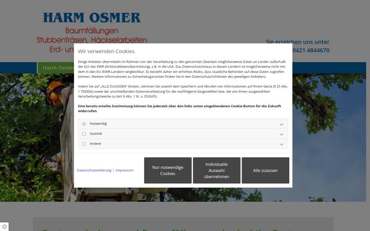 Skærmbillede af baumfaellung-osmer-bremen.de