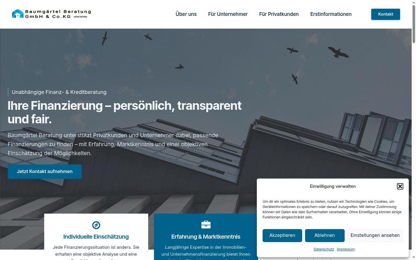 Screenshot del banner di consenso mostrato prima di qualsiasi interazione