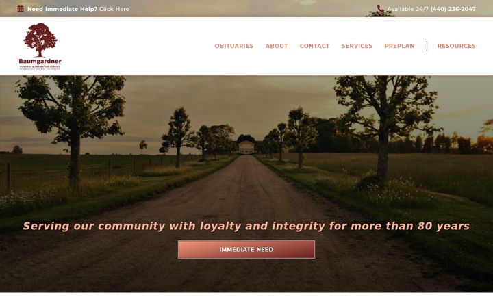 Screenshot of baumgardnerfuneralhome.com