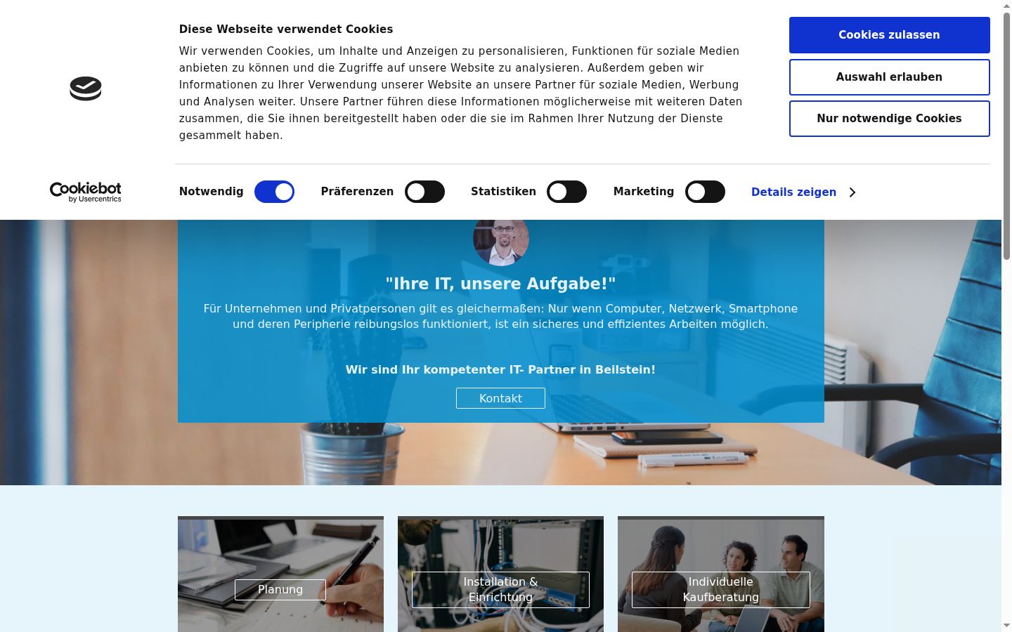 Screenshot of the consent banner shown before any interaction