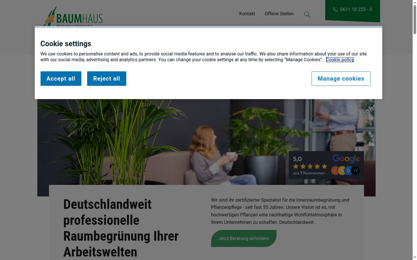 Screenshot of the consent banner shown before any interaction