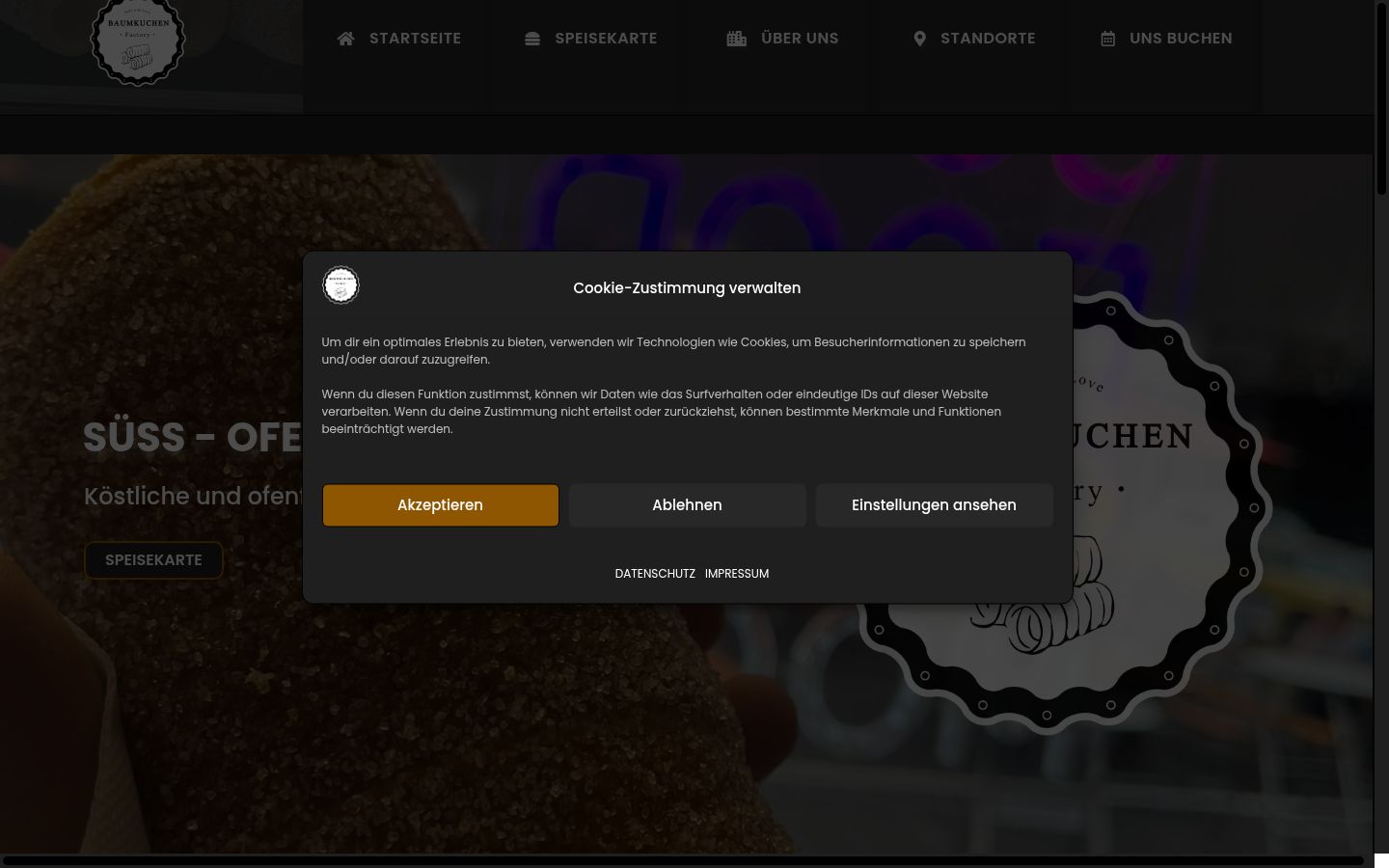 Screenshot of the consent banner shown before any interaction