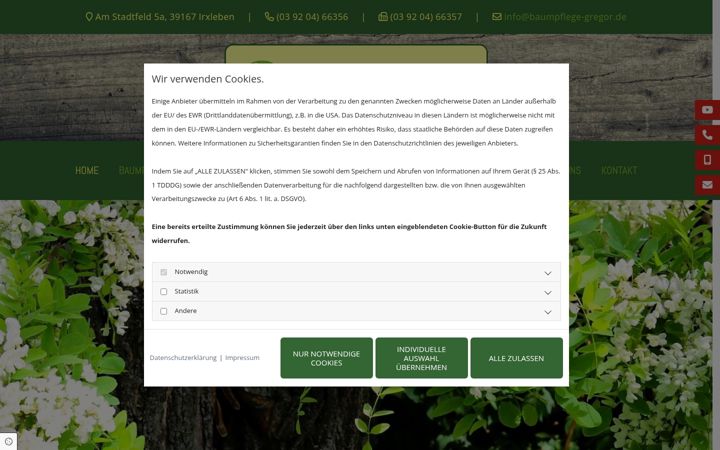 Screenshot of baumpflege-gregor.de