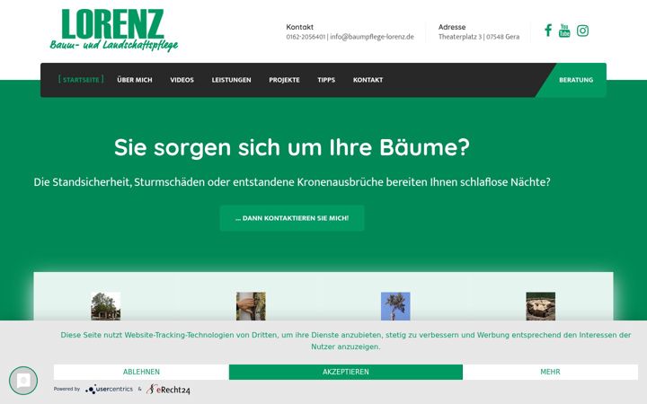 Kuvakaappaus sivustosta baumpflege-lorenz.de