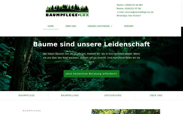 Kuvakaappaus sivustosta baumpflege-lux.de