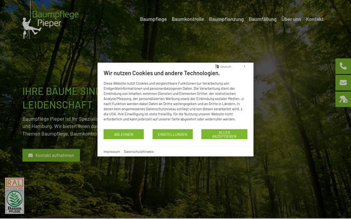 Screenshot of baumpflege-pieper.de