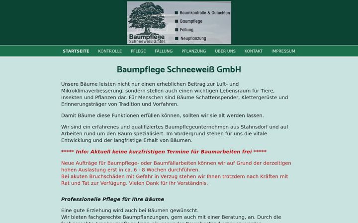 Captura de ecrã de baumpflege-schneeweiss.de