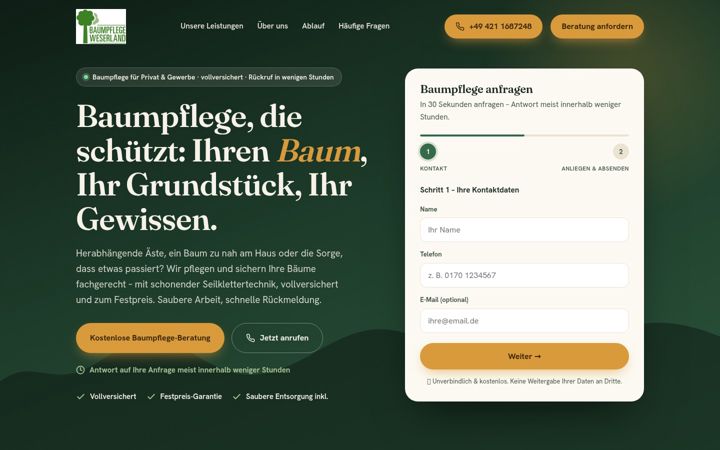 Screenshot of baumpflege-weserland.de