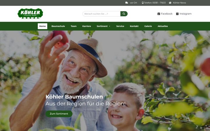 Kuvakaappaus sivustosta baumschule-koehler.de