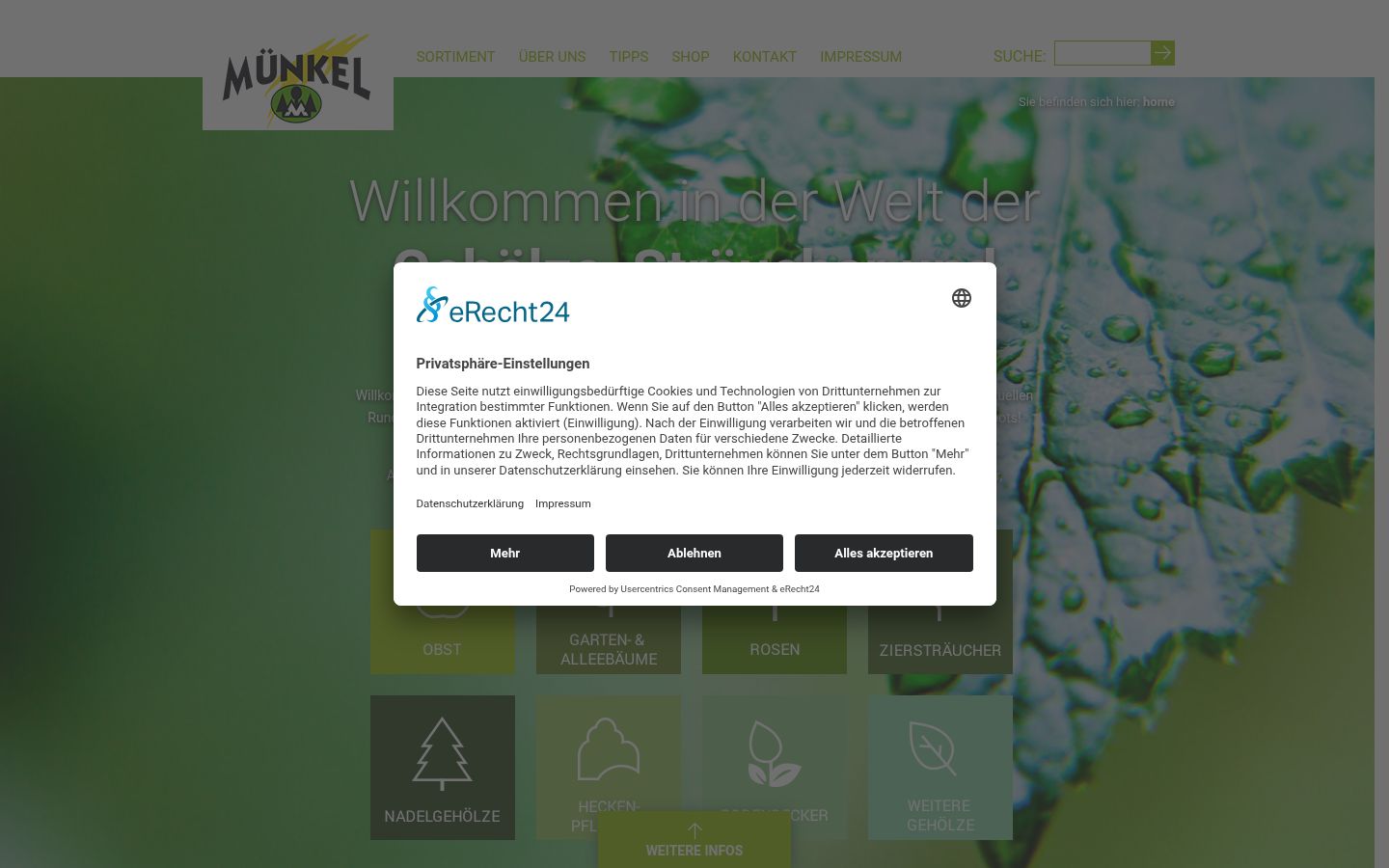 Screenshot des Einwilligungsbanners vor jeglicher Interaktion