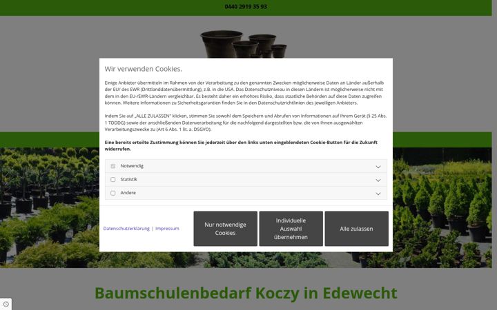 Screenshot of baumschulenbedarf-koczy.de