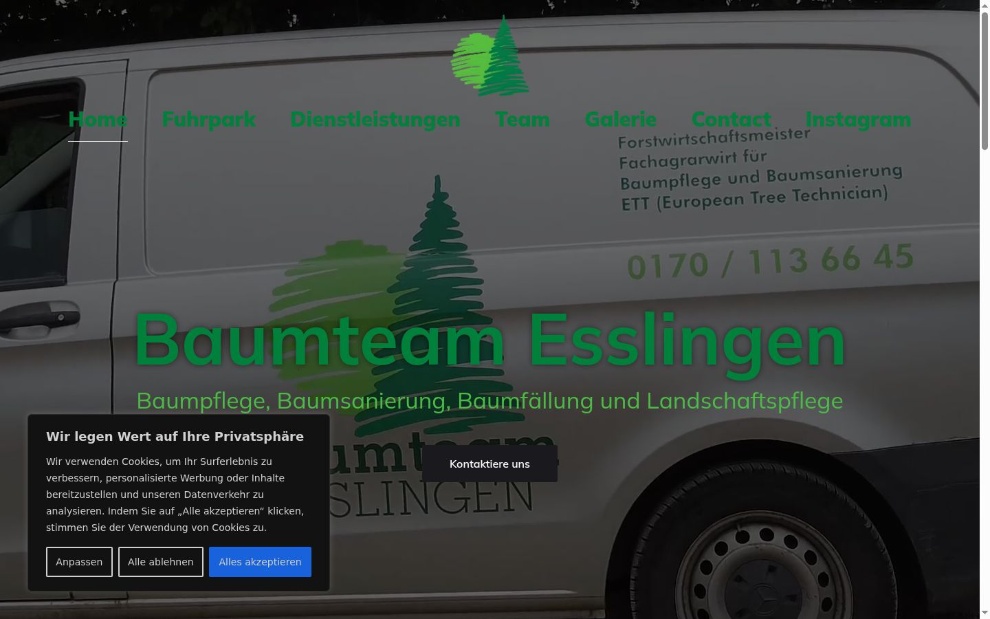 Screenshot des Einwilligungsbanners vor jeglicher Interaktion