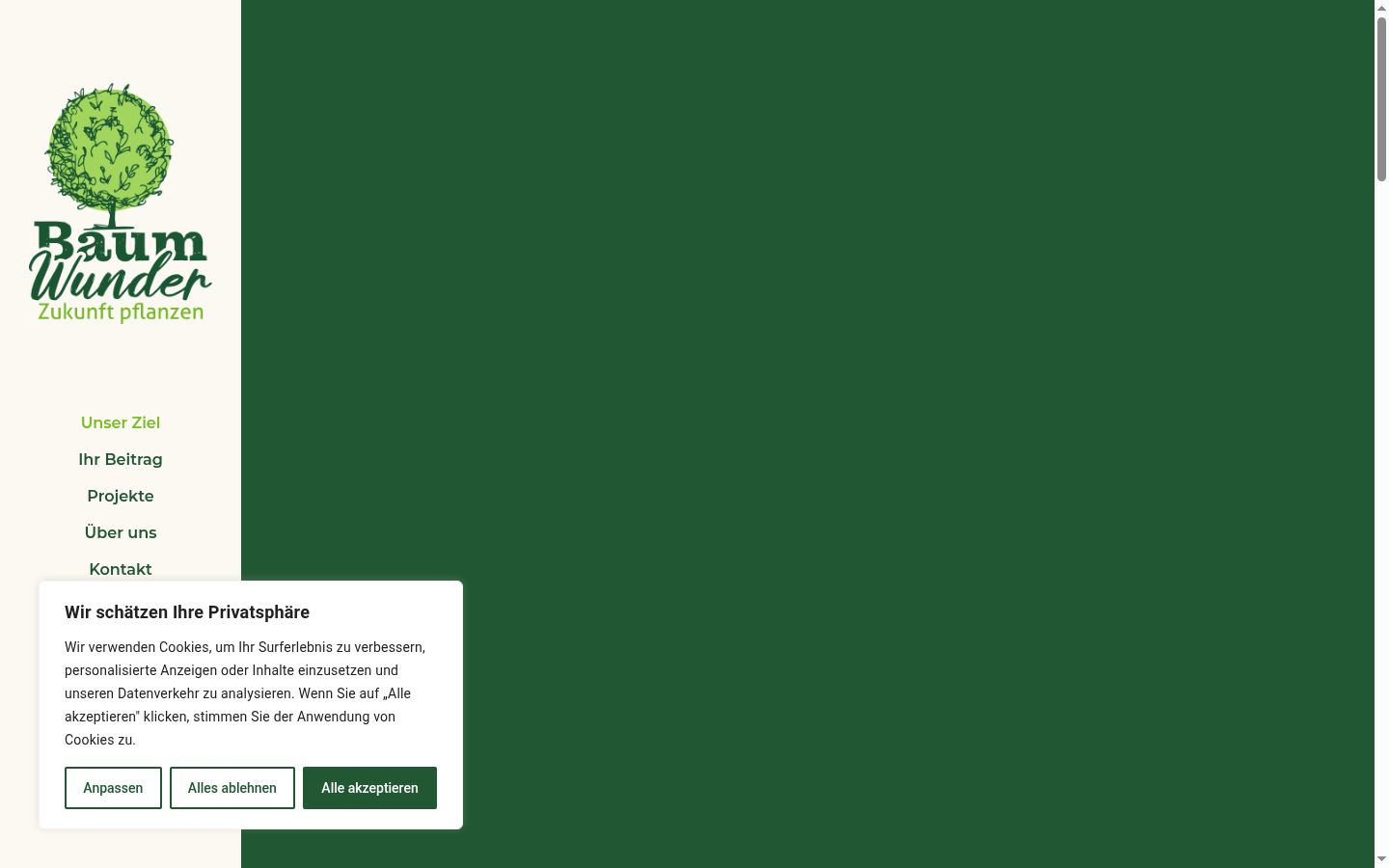 Captura de pantalla del banner de consentimiento mostrado antes de cualquier interacción