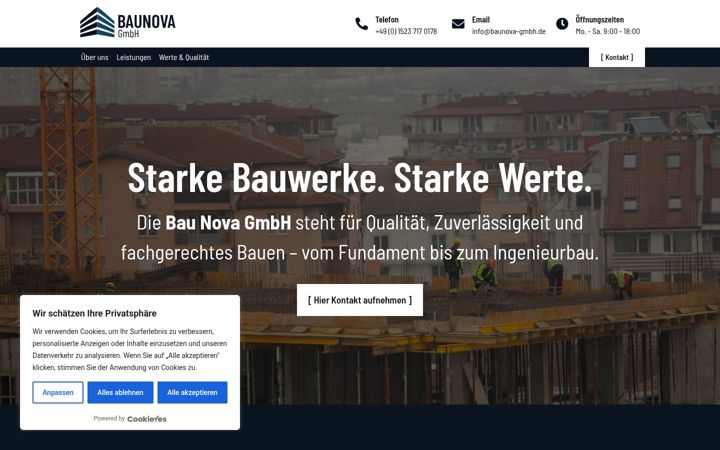 Screenshot of baunova-gmbh.de