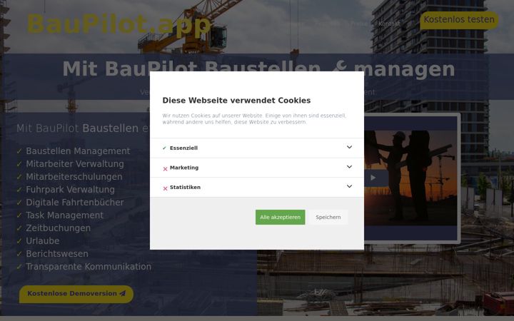 Screenshot of baupilot.app