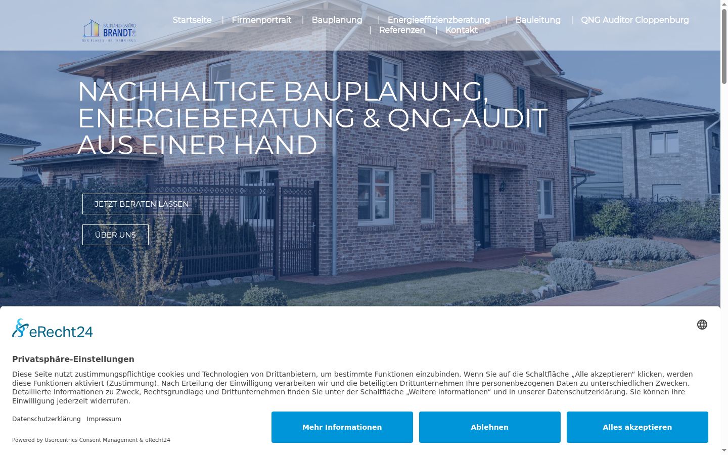 Screenshot des Einwilligungsbanners vor jeglicher Interaktion