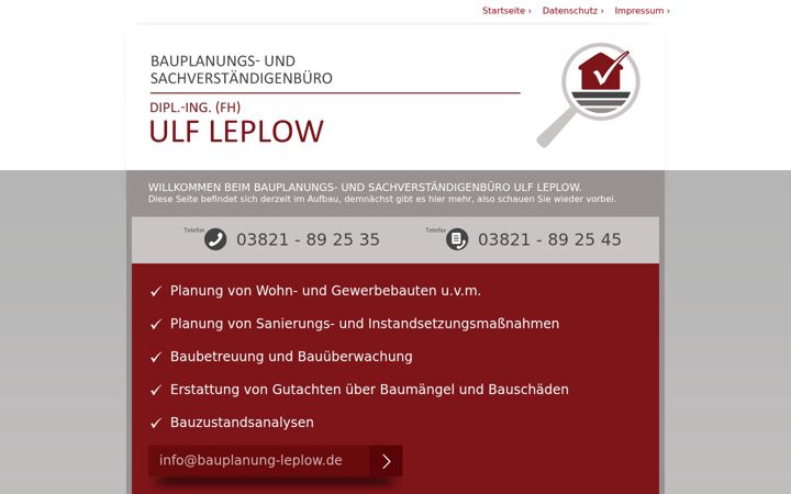 Screenshot of bauplanung-leplow.de