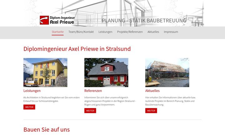 Skärmbild av bauplanung-priewe.de