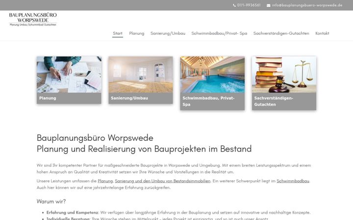 Screenshot of bauplanungsbuero-worpswede.de