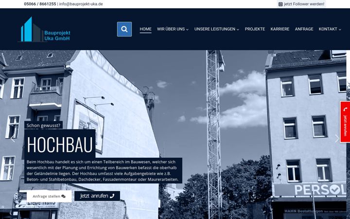 Екранна снимка на bauprojekt-uka.de