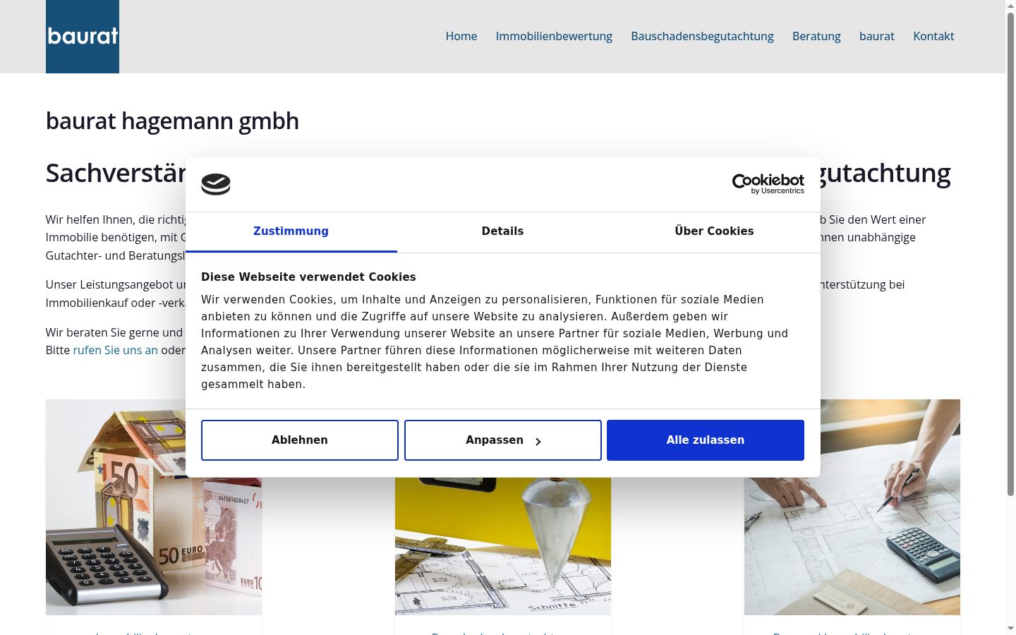 Screenshot des Einwilligungsbanners vor jeglicher Interaktion