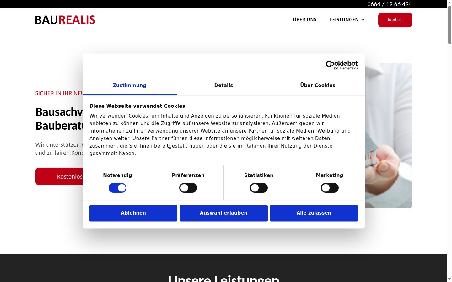 Képernyőkép a bármilyen interakció előtt megjelenő hozzájárulási bannerről