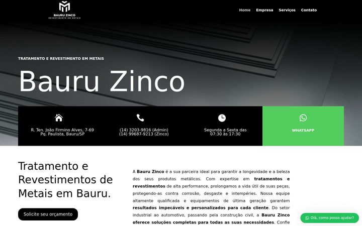 Screenshot of bauruzinco.com.br