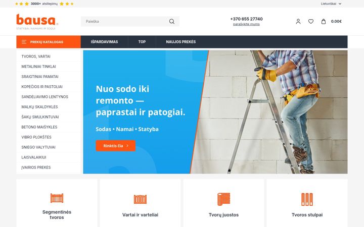 Ekraanipilt saidist bausa.lt