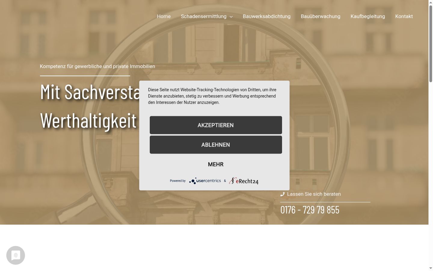 Screenshot des Einwilligungsbanners vor jeglicher Interaktion