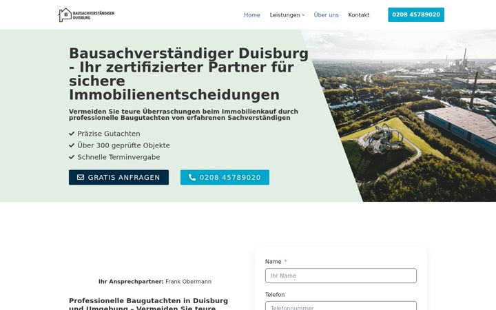 Screenshot of bausachverstaendigerduisburg.de
